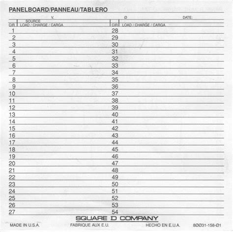 Printable Electrical Panel Labels