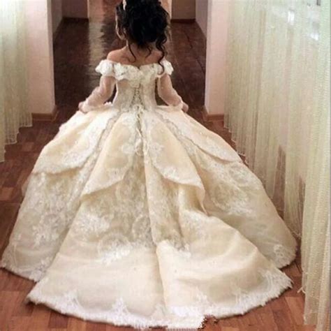 Gorgeous Off Shoulder Flower Girl Dresses For Wedding Sheer Long Sleeve