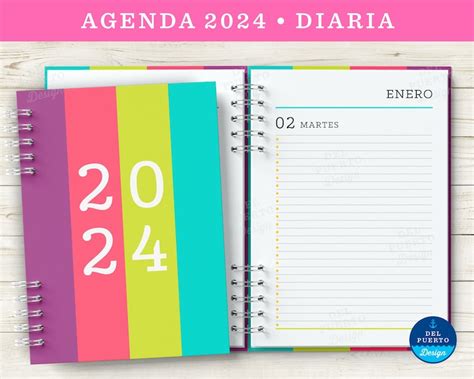 Agenda 2024 Diaria Para Imprimir 1 Dia Por Pagina Modelo 2 Color Minimalista Pdf Tamaño A5