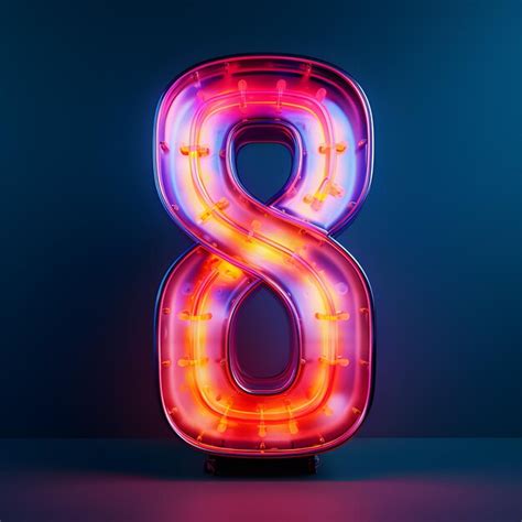 Premium AI Image | Colorful number 8 in neon