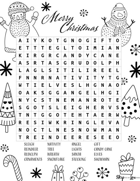 Christmas Word Search Puzzle Free Printable Artofit