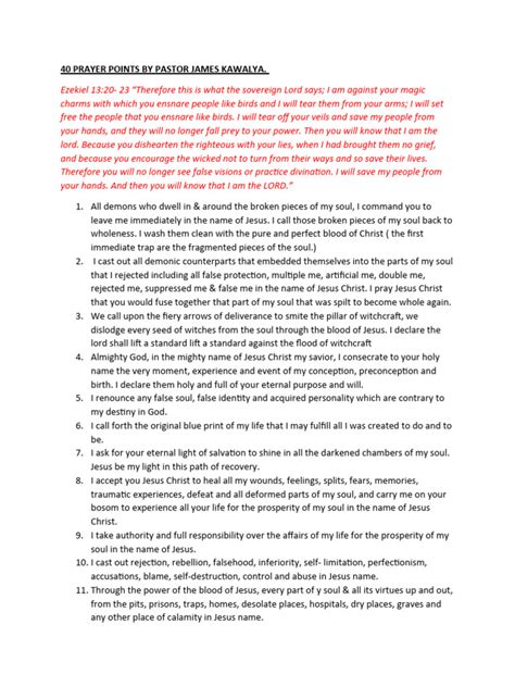 40 Prayer Points By Pastor James Kawalya Pdf Jesus Demons