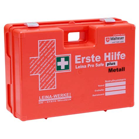 Leina Werke Erste Hilfe Koffer Pro Safe Plus Metall Din Orange