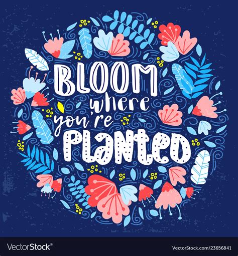 Lettering Bloom Where You Are Planted Decor Vector Image