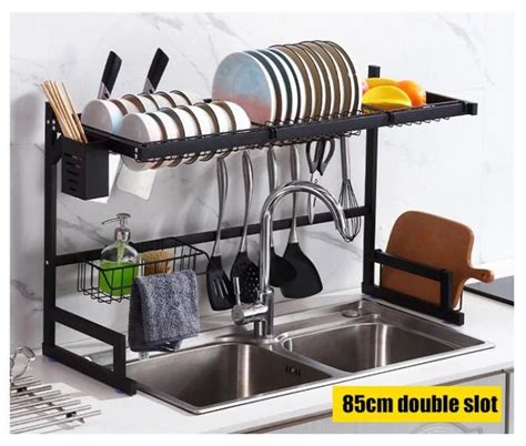 Escorredor De Louca A O Inox Rack Organizador Preto Cm Tomate