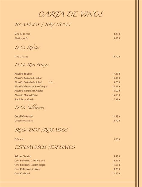 Restaurante Cafetería Compton Carta De Vinos