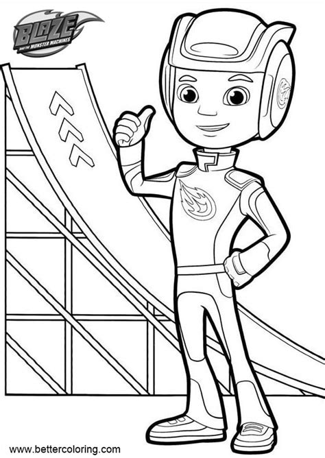 Blaze and the Monster Machines AJ Coloring Pages - Free Printable ...