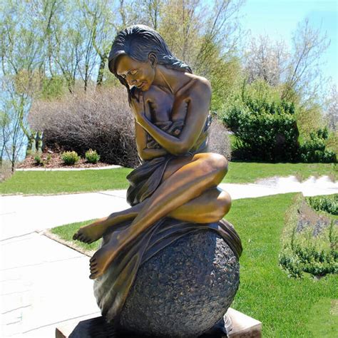 Life Size Sitting On Stone Sexy Nude Woman Bronze Statue For Sale