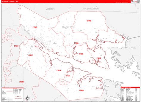 Wilson County Nc Zip Code Wall Map Red Line Style By Marketmaps 77f