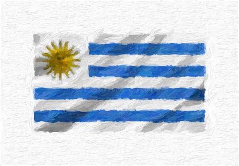 Uruguay Hand Painted Waving National Flag Stock Illustration