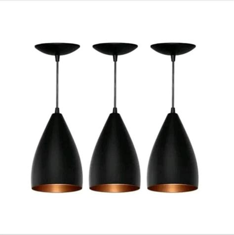 Pendente Lustre Vegas Kit 3 Preto Cobre Cozinha Sala Jorge