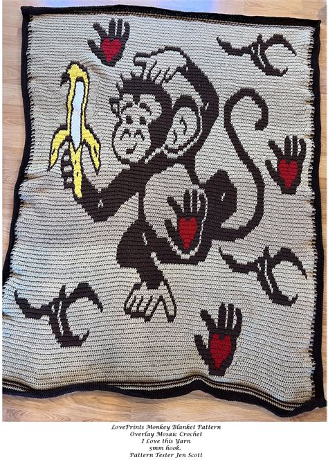 Loveprints Adorable Monkey Blanket Overlay Mosaic Crochet Pattern