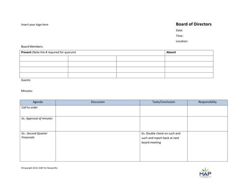 Non Profit Minutes Template Pdf Template