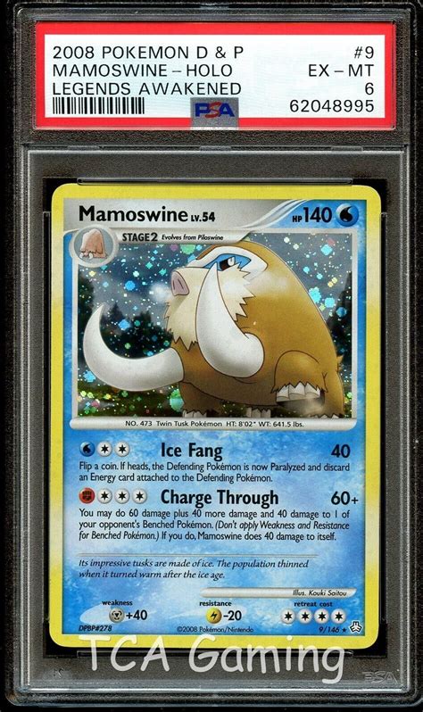 PSA 6 EX MINT Mamoswine 9 146 HOLO RARE Legends Awakened Pokemon Card