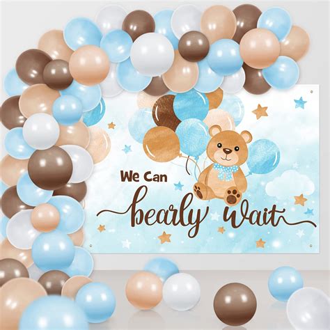 Sage Green Teddy Bear Baby Shower Decorations We Can Bearly Wait Baby