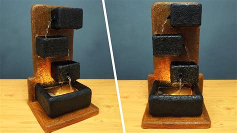 Beautiful Homemade Tabletop Water Fountain Using Thermocol Cement