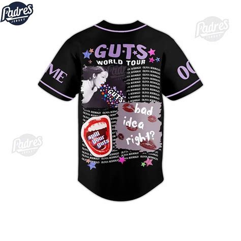 Olivia Rodrigo Guts World Tour Custom Black Baseball Jersey Style