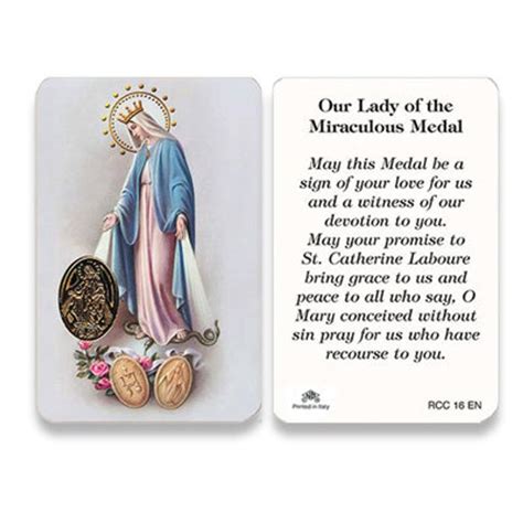 Miraculous Medal Prayer Card With Embossed Medal St Jude Shop Inc