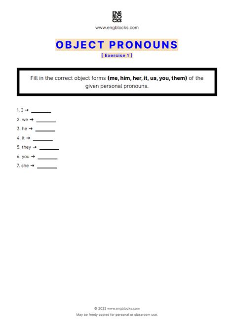 Object Pronouns Exercise Worksheet English Grammar The Best Porn Website