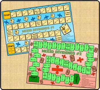 Math - Division Basic Facts Printable Gameboard Mixed Dividends #1 and #2 - Game