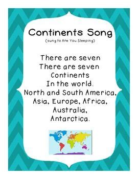 Free Continent Song | Continents song, Social studies activities ...