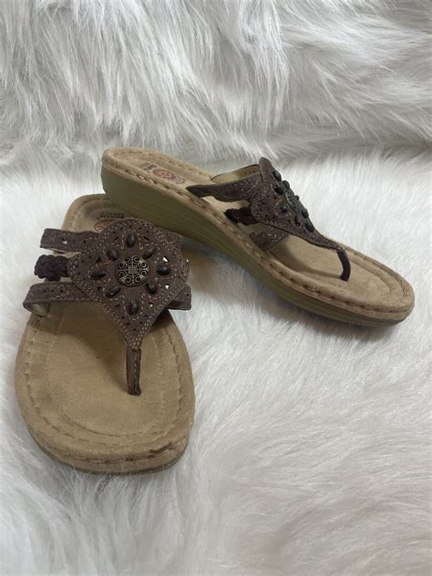 Earth Spirit Leather Thong Sandals Flip Flops Comfo Gem