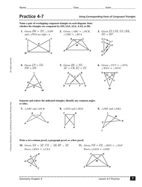 Triangle Congruence Practice Worksheet Englishworksheet My Id