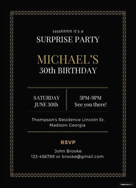 Surprise Party Invitation Template in Illustrator, Word, Publisher, PSD ...