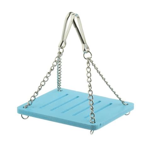 Balançoire en Bois Hamac Hamster Suspendue de Cage 93x75x5mm Bleu