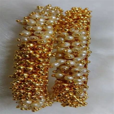 Pearl Alloy Guza Golden Pearl Bangles Size Inch Dia At Rs