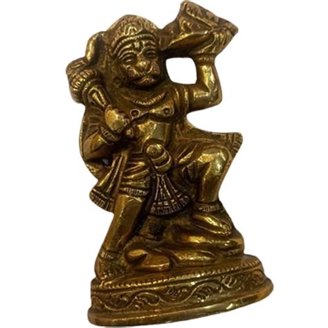 Golden Gold Plated Brass Hanuman Statue For Worship At Best Price In