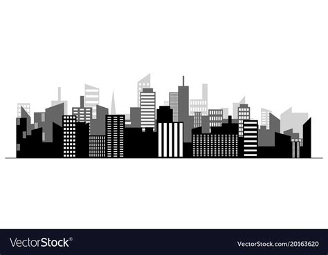 Black random city skyline on white background Vector Image