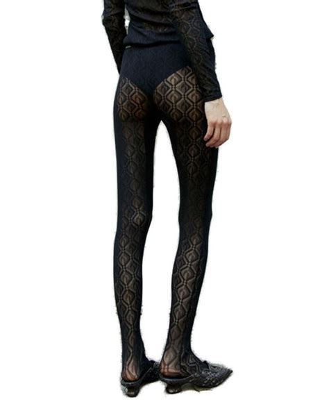 Marine Serre Monogram Mesh Jacquard Tights In Black Lyst