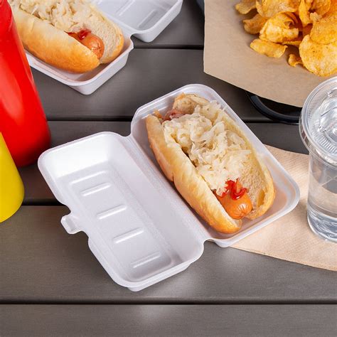 Dart 72ht1 7 X 4 X 2 White Foam Hinged Lid Hot Dog Container 125pack