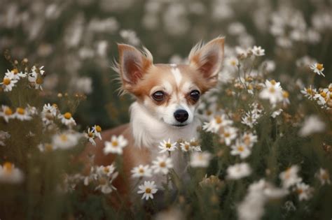 Premium Ai Image Chihuahua In A Field Of Flowers