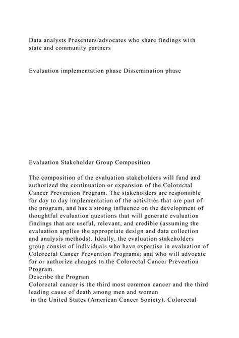 Running Head Colorectal Cancer Prevention Program Evaluation Des Docx