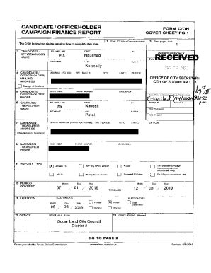 Fillable Online CANDIDATE OFFICEHOLDER FORM C OH CAMPAIGN FINANCE