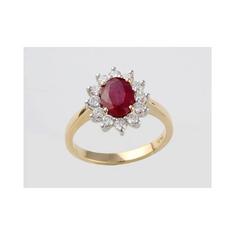 Handmade 18ct Yellow Gold Ruby 1 51ct And Diamond 0 58ct Cluster Ring