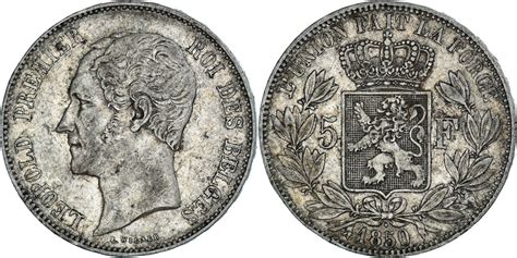 Belgien 5 Francs 1850 Münze Leopold I SS Silber KM 17 MA Shops