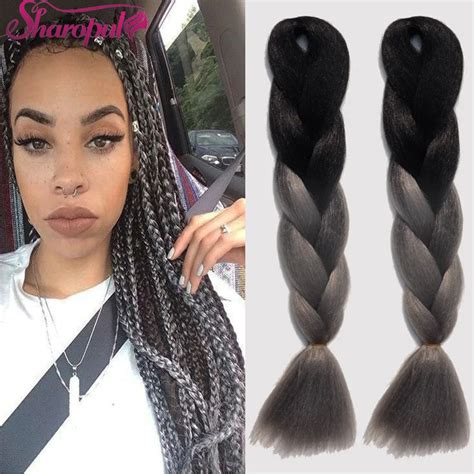 5 Packs 24 100g Xpression Braiding Hair Ombre Dark Gray Marley Braid Hair For Box Crochet