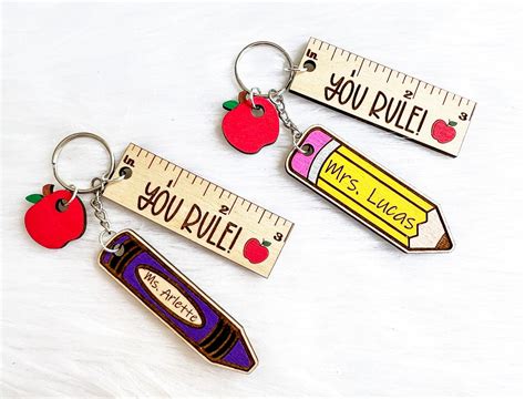 You Rule Teacher Keychain Personalized Teacher Keychain Etsy