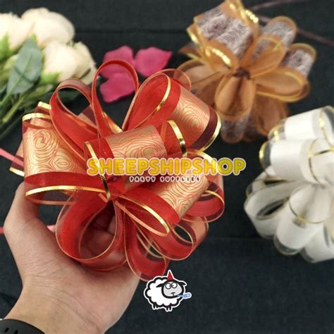 Jual PITA SERUT TARIK BULAT JUMBO Pita Serut Organdi Bingkisan Kado