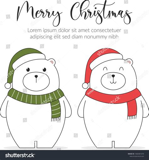 Merry Christmas Card Polar Bears Stock Vector Royalty Free 1868481070