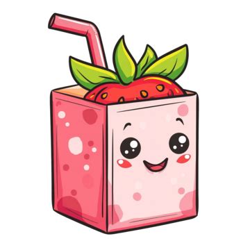 Cute Kawaii Strawberry Milk Box Cartoon Asian Product Colored Trendy