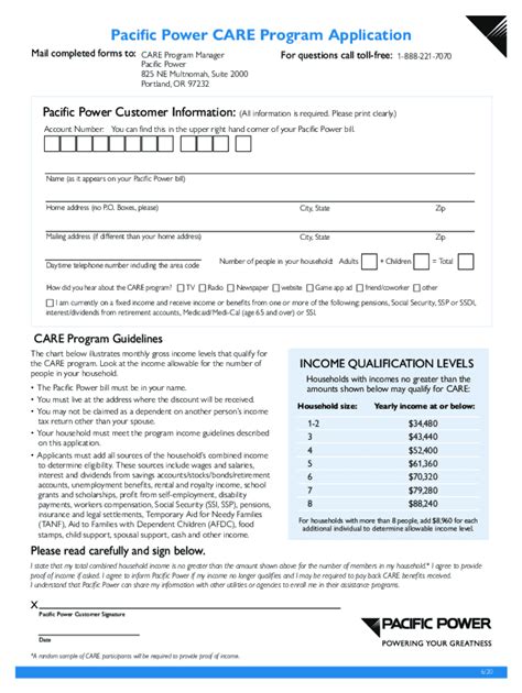 Fillable Online Pacificpower Net Content DamPacific Power CARE