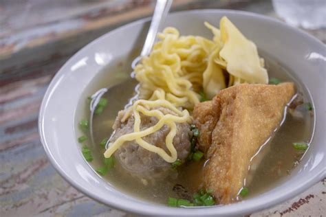 Close up photo of Bakso, traditional meatball of Malang Indonesia, with ...