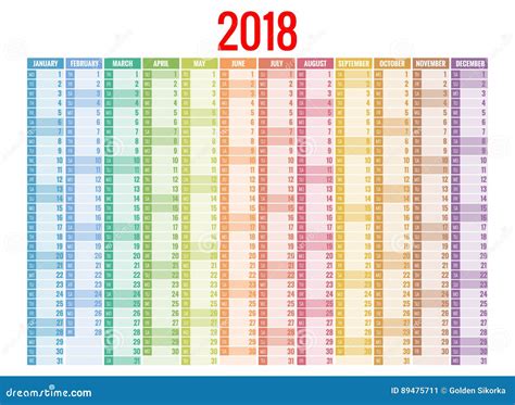 Calendario Modello Della Stampa La Settimana Comincia Domenica