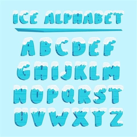 Premium Vector | Ice alphabet typography snow font letters