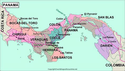 Free Printable Labeled And Blank Map Of Panama In Pdf World Map With