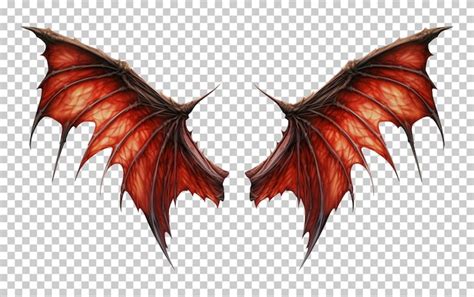 Premium Psd Red Dragon Wings Isolated On Transparent Background